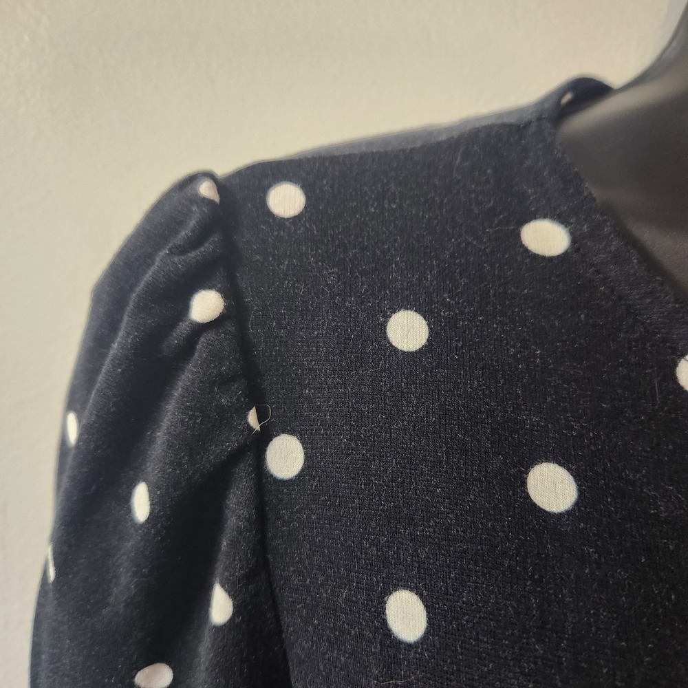 Old Navy Dress Woman's Size Large Black White Polkadot Long Sleeve Tunic - Picture 4 of 7
